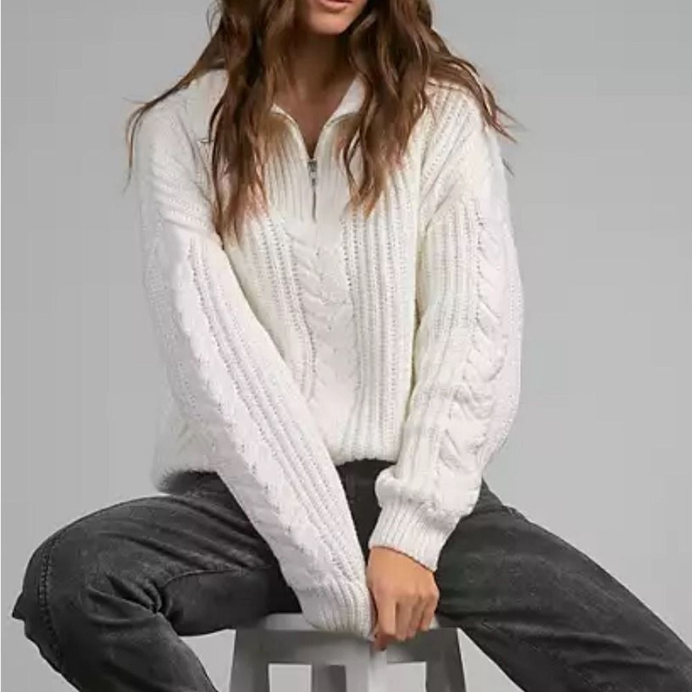 Elan Everest Cable Knit Sweater Women Small Cotton Blend NWT